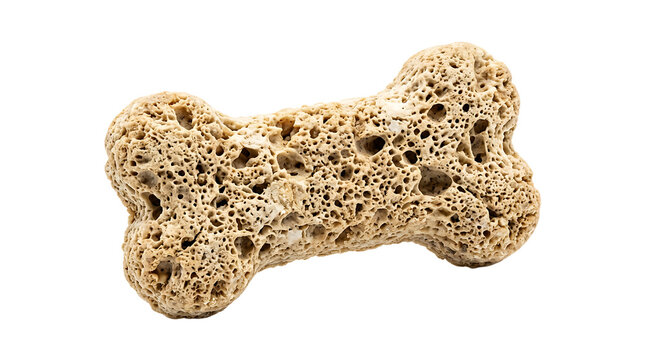 Porous bone shaped object isolated on transparent background