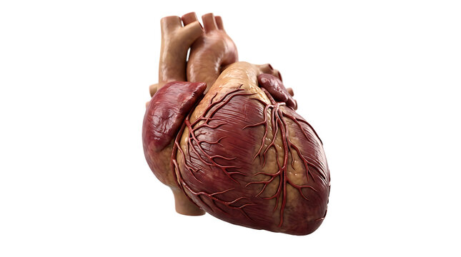 Human Heart Anatomy with Blood Vessels isolated on transparent background