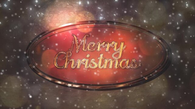 Cinematic 3D Metal Merry Christmas Typography in Sparkling Snowfall