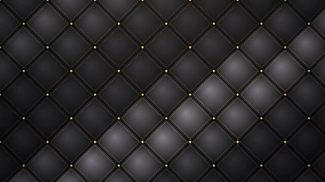 Black Quilted Leather Loop with Gold Stitching and Diamond Pattern