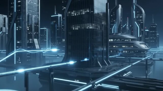 Global Network Sphere Glowing Lines in Futuristic Server Room