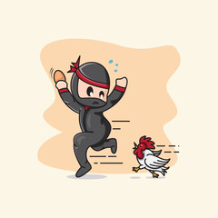 Chibi ninja character cute flat cartoon samurai warrior mascot vector  © Fajar
