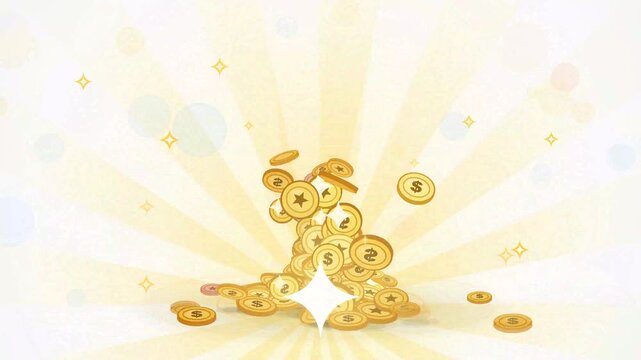 Jackpot Winning Concept with Golden Coins, Cash Prize and Lucky Numbers Representing Fortune, Wealth, Success and Life Changing Financial Opportunity