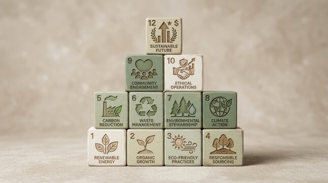 Building blocks illustrate sustainable development priorities