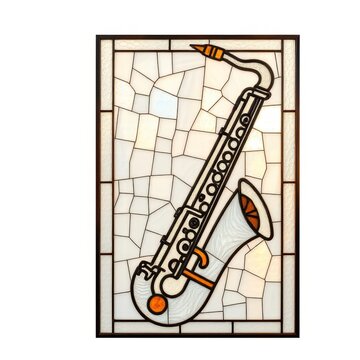 Stained glass saxophone window art panel