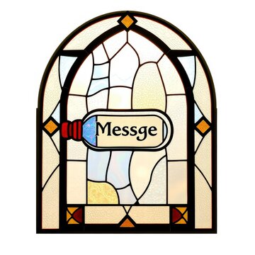 Stained glass window with message in a bottle design