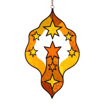 Stained glass window hanging with stars