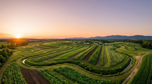 Keyline Contour Swales and Cover Crops on Regenerative Farm - View 2