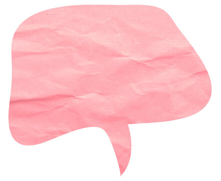 Wide pink crumpled paper speech bubble with centered tail