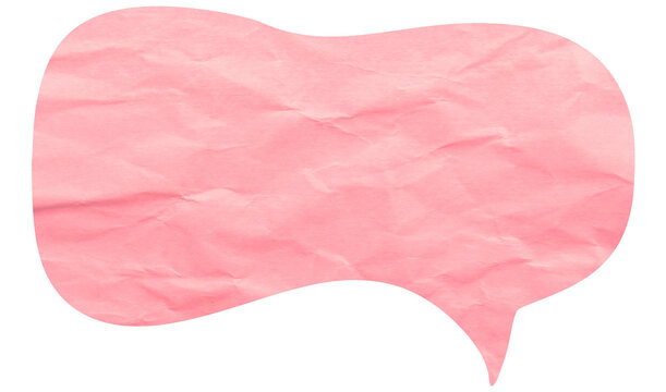 Wavy pink paper speech bubble with pointed lower right tail