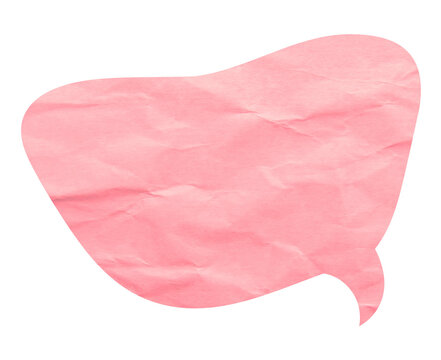 Irregular pink paper speech bubble with curved right tail