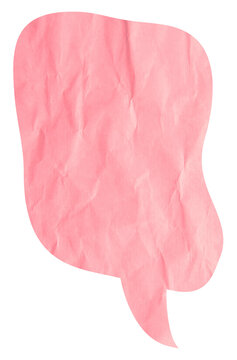 Vertical pink crumpled paper speech bubble with long tail