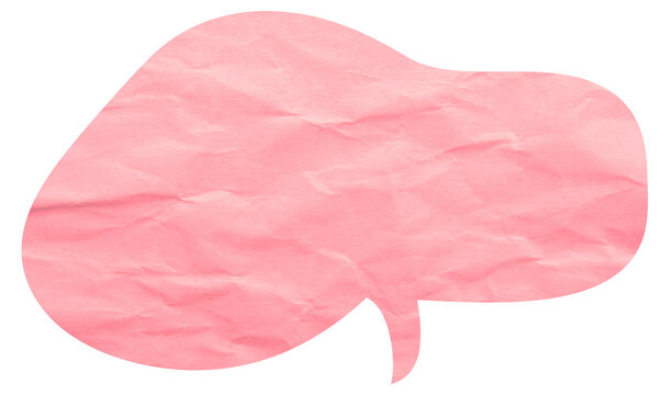Organic pink paper speech bubble with narrow lower tail