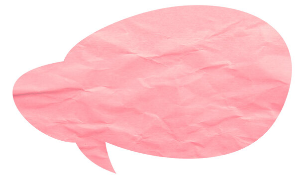 Rounded pink crumpled paper speech bubble with left tail
