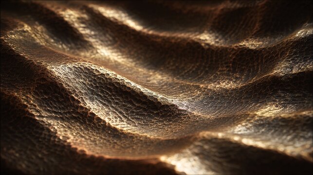 raking. Extreme close-up of textured hammered copper surface with dramatic shadows. safety posters, maintenance manuals, designed for precision metalworking and fabrication facilities.