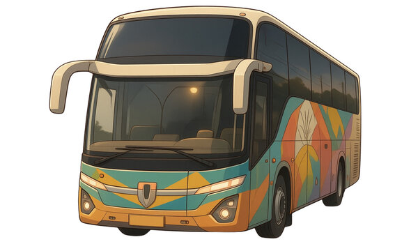 Modern Anime Style Tour Bus Vector Illustration