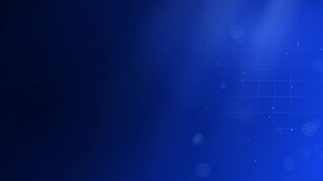 Wide abstract blue technology background with grid and bokeh. Modern luminous backdrop for presentations, websites, apps and video overlays, suggesting innovation, depth and atmosphere for branding.