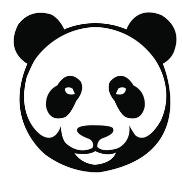 Minimalist panda face avatar vector, black and white giant panda cartoon logo design
