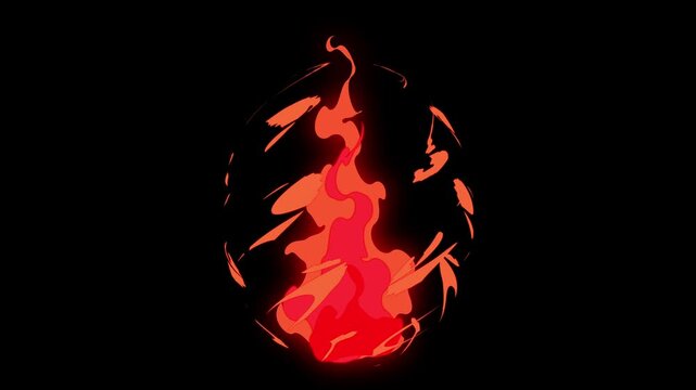 Stylized cartoon fire flames 60 FPS looping animation with vibrant orange and red colors. Ideal for games, explainer videos, motion graphics, kids content, and animated overlays.
