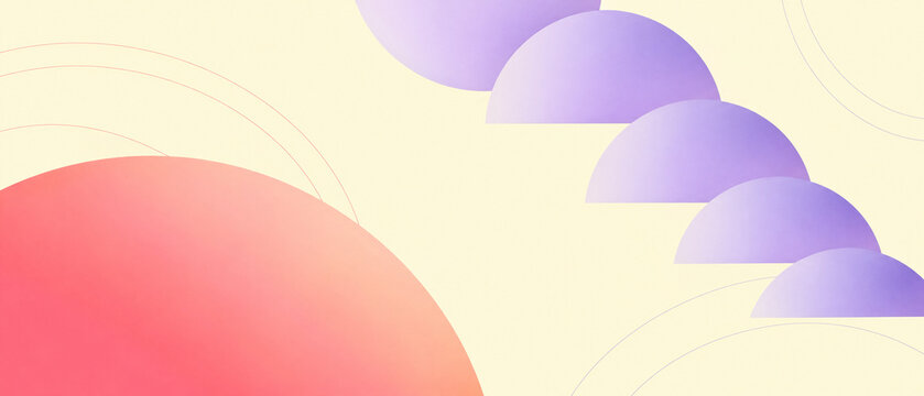 Abstract background with purple semi circles and a large pink sphere