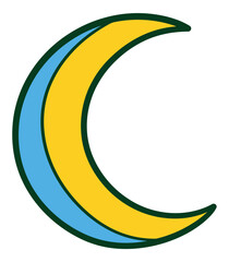 Yellow and blue crescent moon icon © Best Pixels 