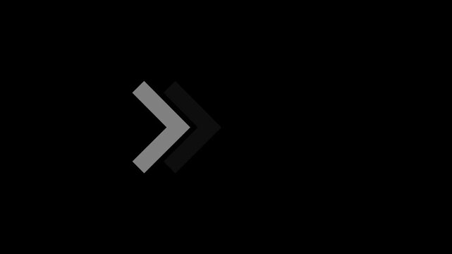 Minimalist animated double arrow featuring smooth motion for digital user interface navigation, website buttons, and modern multimedia presentation projects