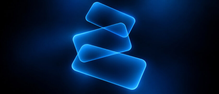 Modern glowing blue smartphone stack technology illustration