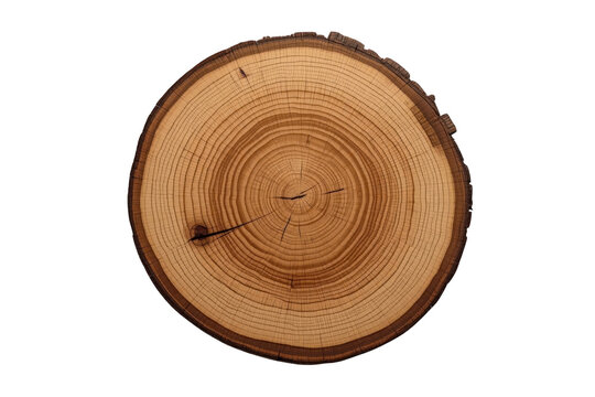Classic round tree trunk slice on transparent background