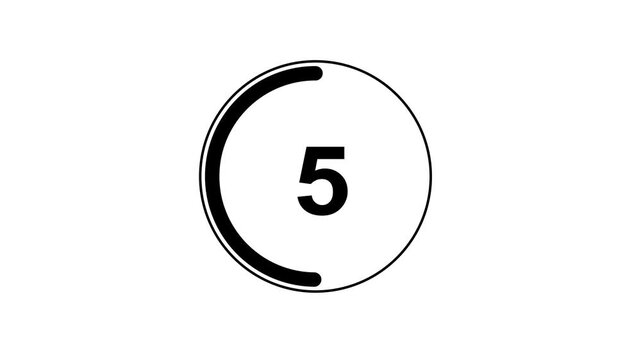 Minimalist circular countdown timer animation featuring decreasing numbers from eight to two with a smooth rotating progress bar overlay for presentation transitions and editing projects