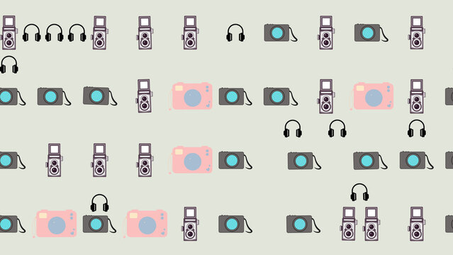 Cameras and headphones pattern