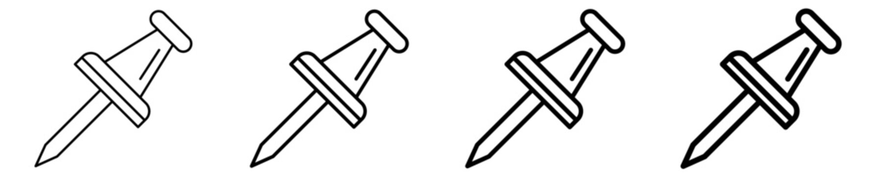 Push Pin Icon Set Different Style Collection