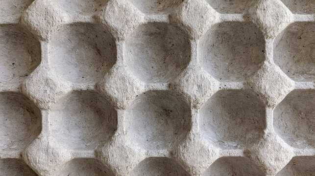 Grey paper pulp egg tray texture seen straight on