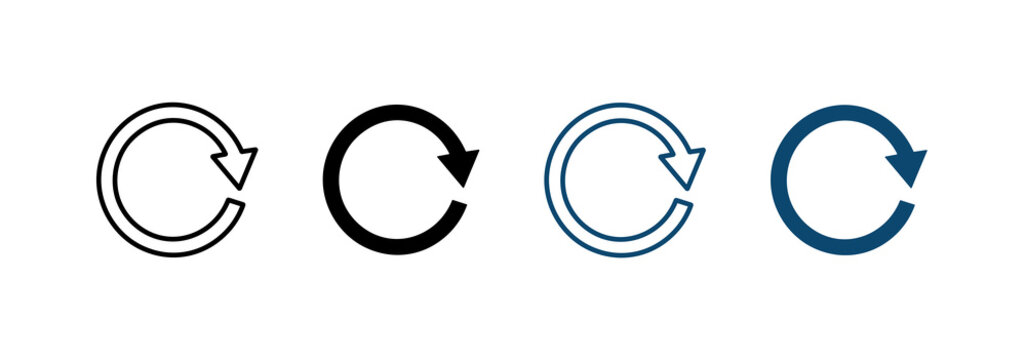 Circular arrow icon set. Refresh and reload symbols, featuring interface and rotation elements.
