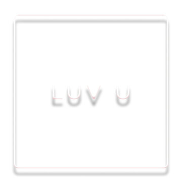 Glowing luv u white neon typography design element