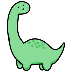 Cute doodle green brontosaurus © sans