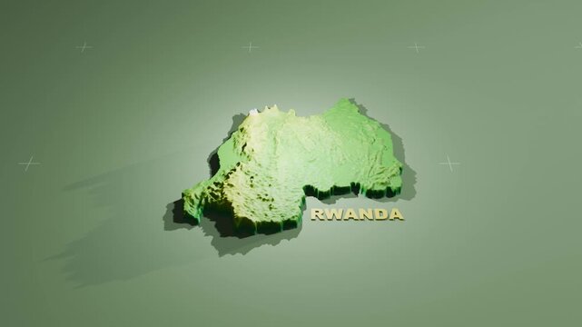 Detailed 3D Terrain and Elevation Map of Rwanda