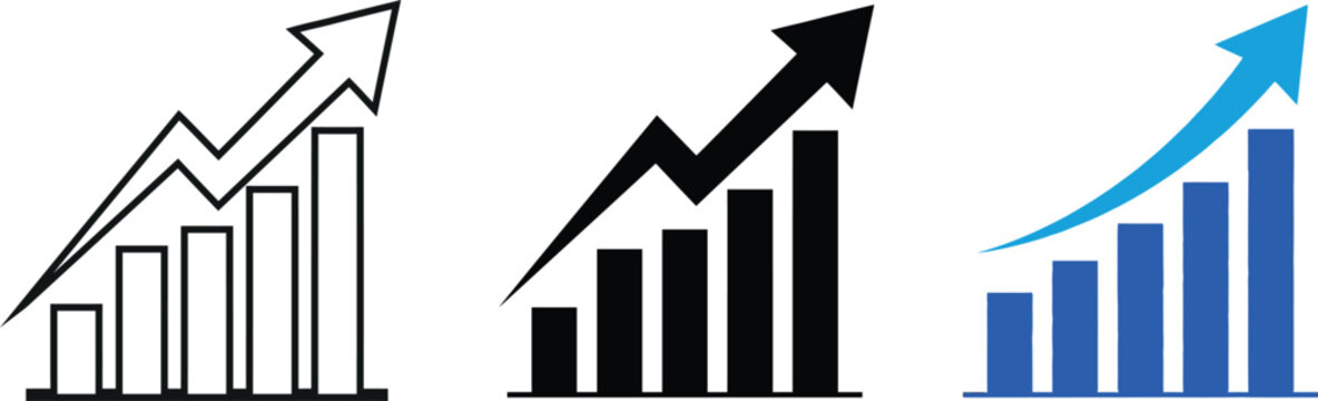 Modern upward growth bar charts vector illustration for business