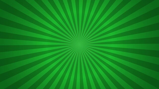 Seamless loop of a classic comic style green sunburst radial background rotating smoothly at a moderate speed.