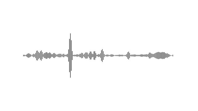 Dynamic black audio spectrum moves rhythmically against a clean white background, creating a minimalist music visualization for digital art and media.