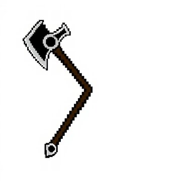 Pixel art axe weapon icon isolated on white background