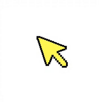 Yellow pixel mouse cursor icon isolated on white background