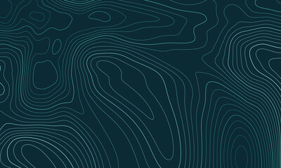 Topographic map background, dark teal contour line  pattern, seamless abstract geography terrain texture for modern digital design © Huma GFX