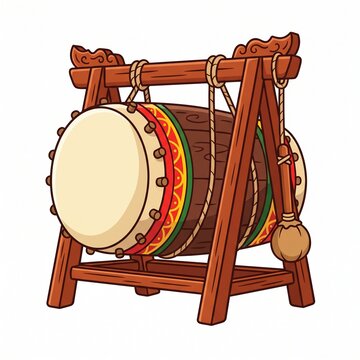 Bedug traditional ramadan drum flat design illustration