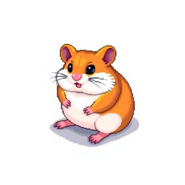 Cute pixel art hamster isolated illustration