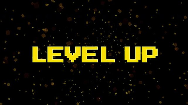 8 Bit Pixel MOBA Level Up HUD Overlay Alpha Channel - 4K Retro Game Kill Feed Streamer Motion Graphic.