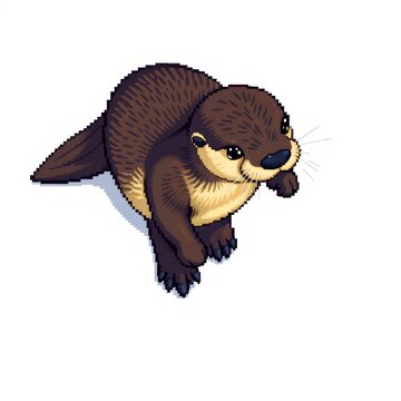 Cute pixel art otter illustration isolated on white background