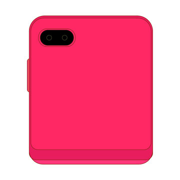 Pink foldable phone png, rear camera, flip phone illustration