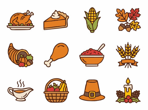 set of different food icons