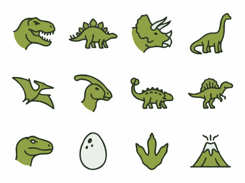 set of cartoon dinosaurs