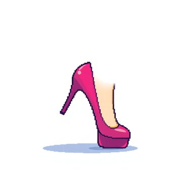 Pixel art high heel shoe icon vector illustration